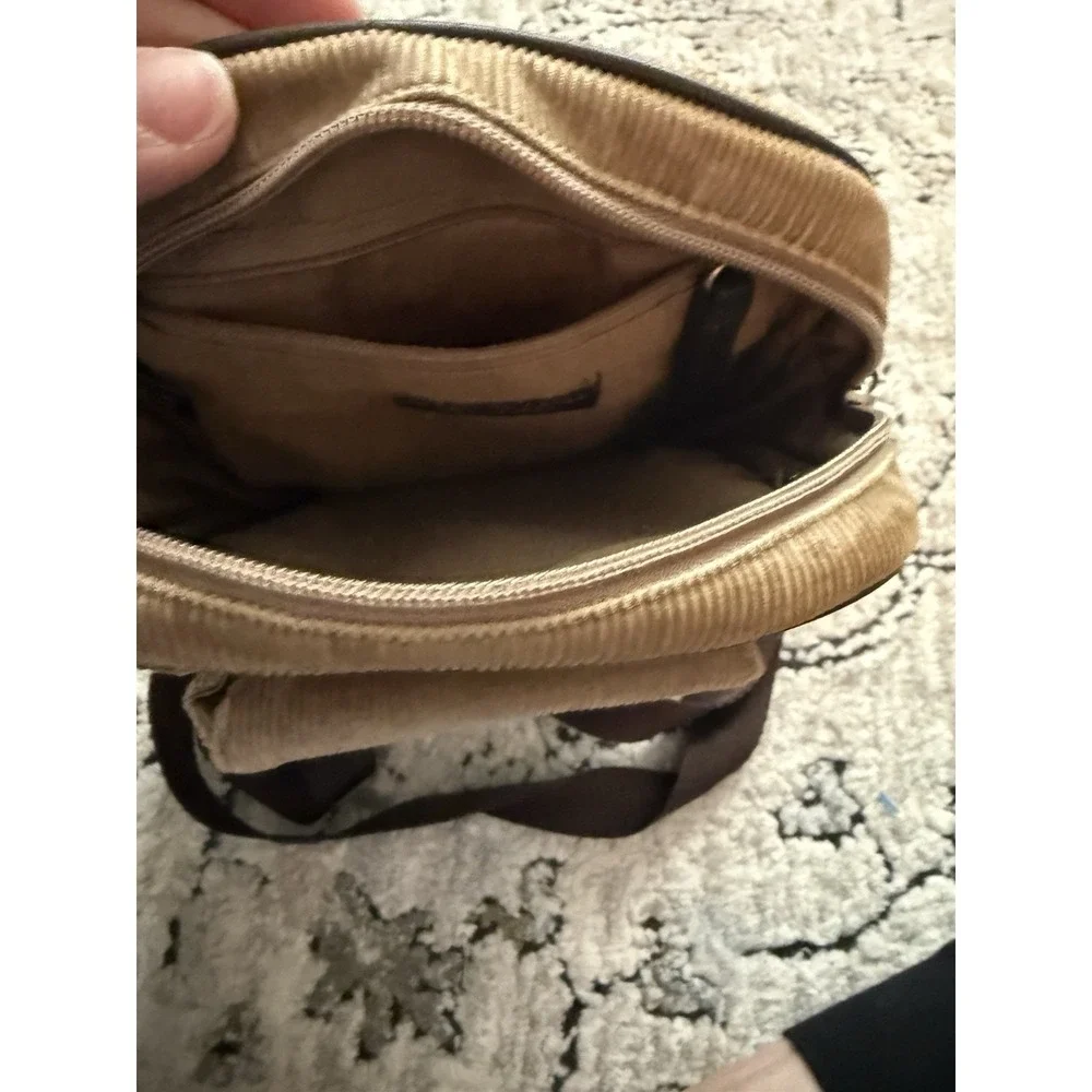 Vintage Y2K American Eagle Unisex Corduroy Crossbody Purse Bag Brown Boho